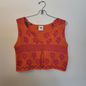 TACH Women's Vibrant Orange and Pink Crop Top